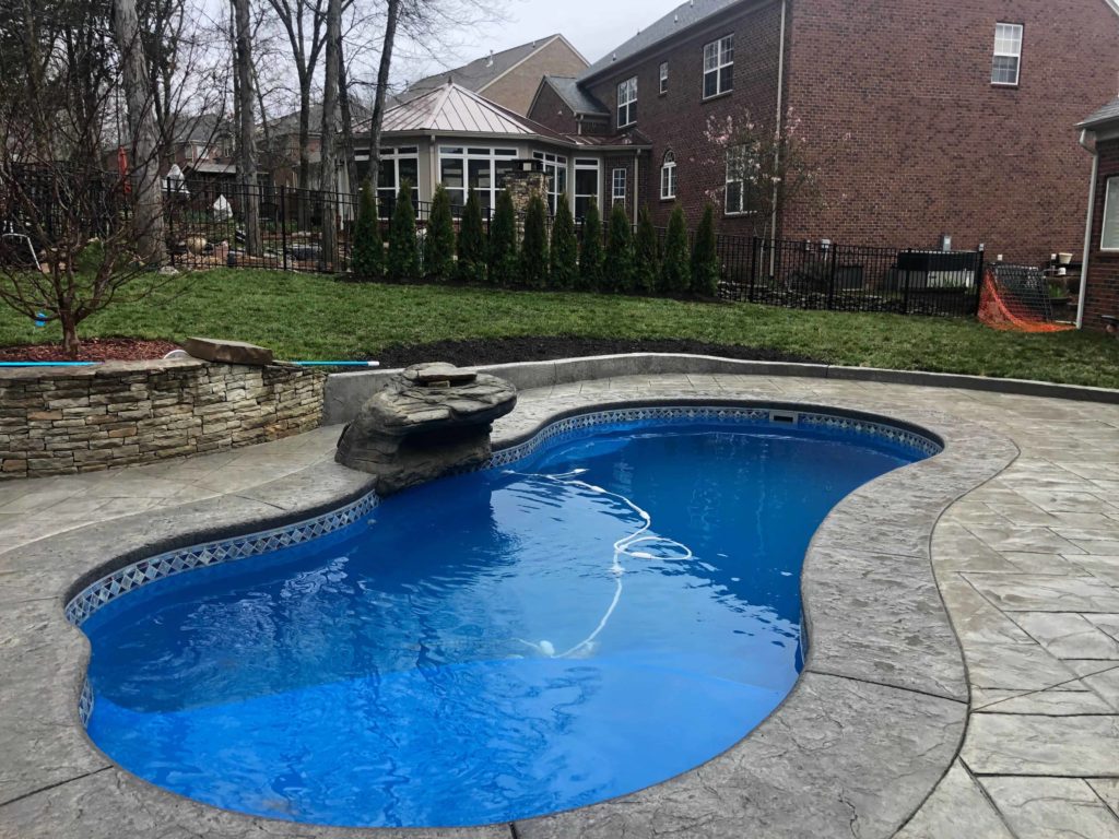 Stamped concrete for pool deck